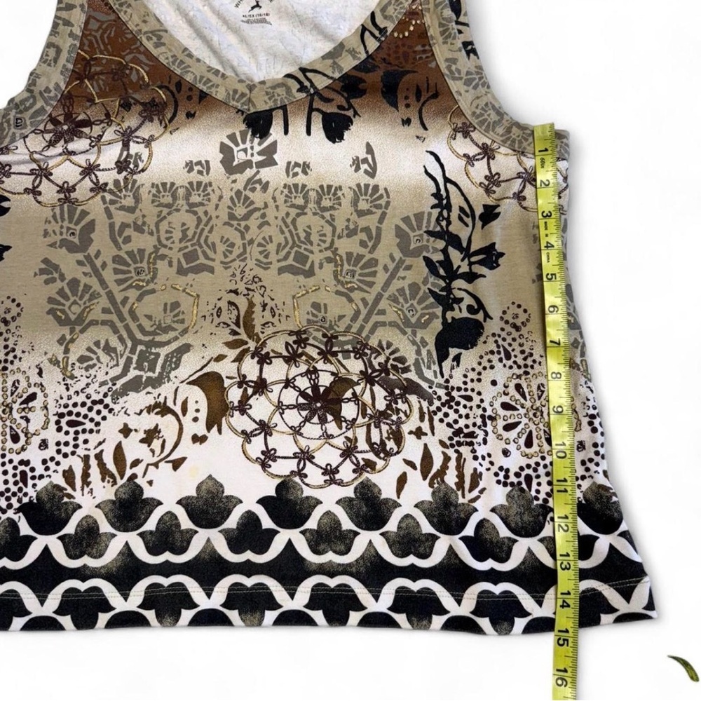3/$20 Vintage Y2K White Stag Abstract Geometric Floral Tank Top Women’s XL 2000s - Picture 5 of 6